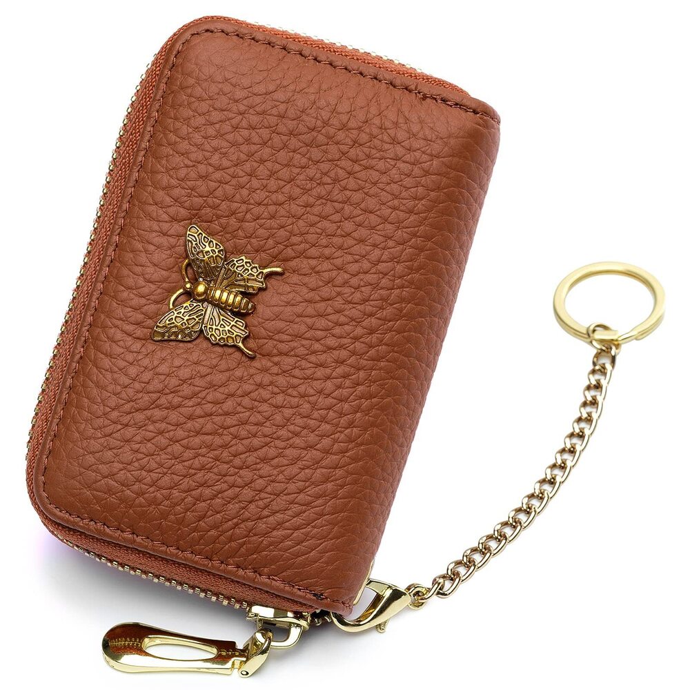 6624 RFID Credit Card Holder Leather Card Case Wallet with Zipper